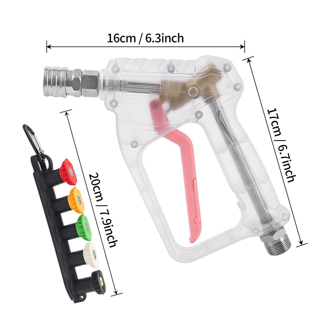 BEAR FORCE Hochdruckreiniger-Pistolen-Set - Elektrische Hochdruckreiniger-Pistole Max. 150 bar (2200 PSI) mit 1/4" Schnellanschluss & 5 Sprühdüsenspitzen Set