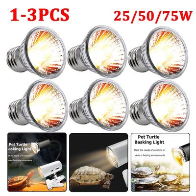 1-3pcs Reptile Lamp 25/50/75W UVA+UVB 3.0 Pet Heat Lamp Bulb Turtle Basking UV Light Bulbs Amphibians Lizard Temperature Control