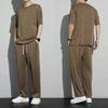Summer Men's Ice Silk Casual Suit Short-Sleeve T-Shirt & Loose Trousers Two-Piece Set