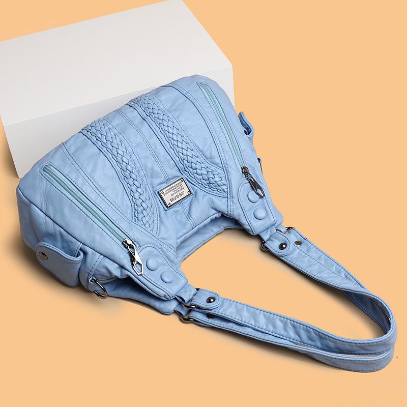 Weiche Ledertasche Damenmode One-Shoulder Crossbody Bag Gewaschenes Leder Damen mittleren Alters Casual Muttertasche