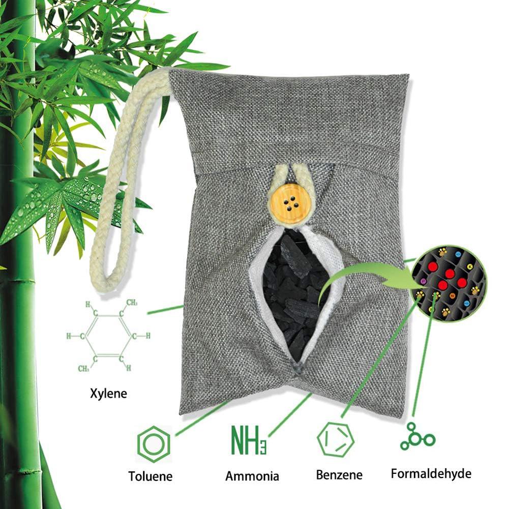 Bambuskohle Luftreinigungsbeutel 2x200g Nature Fresh Luftreinigerbeutel Wiederverwendbarer Geruchsabsorbierer Feuchtigkeitsabsorbierer für Auto Schrank