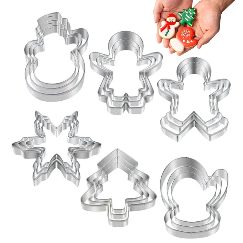 Christmas Cookie Cutters Moulds Stainless Steel Xmas Theme Biscuits Mold DIY Dessert Pastry Decoration Baking Tools