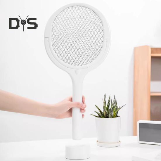 Rotating Head Electric Fly Swatter USB Rechargeable Adjustable 3500 Volt Indoor Outdoor Portable Handheld Standing Fly Zapper Racket