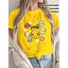 T-shirt da Donna con Stampa Faccina Sorridente Carina Grafica Cartone Animato Girocollo Manica Corta Casual Top Estivi
