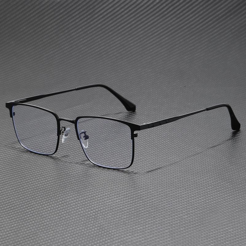 Armação de Óculos Plano Masculina Ultraleve Anti-Luz Azul com Haste de Mola, Pronta para Lentes de Grau para Estilo de Negócios