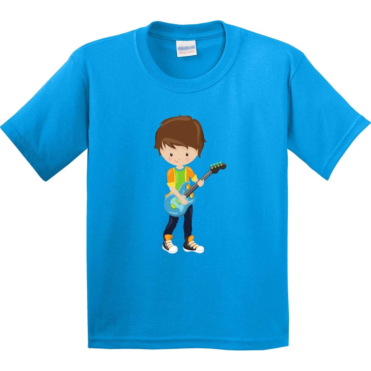 

Inktastic Rock Boy, Brown Hair, Guitar Player, Band, Music Youth kids boys T-Shirt Cute 160
