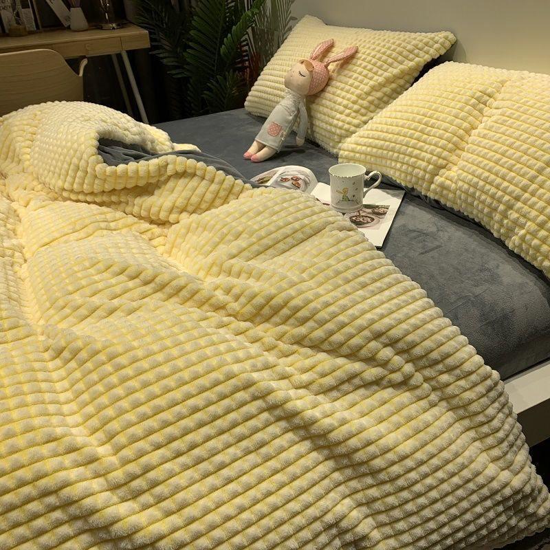 Plush Winter Flannel Fleece 4-Piece Set: Double-Sided, Anti-Static, Thickened