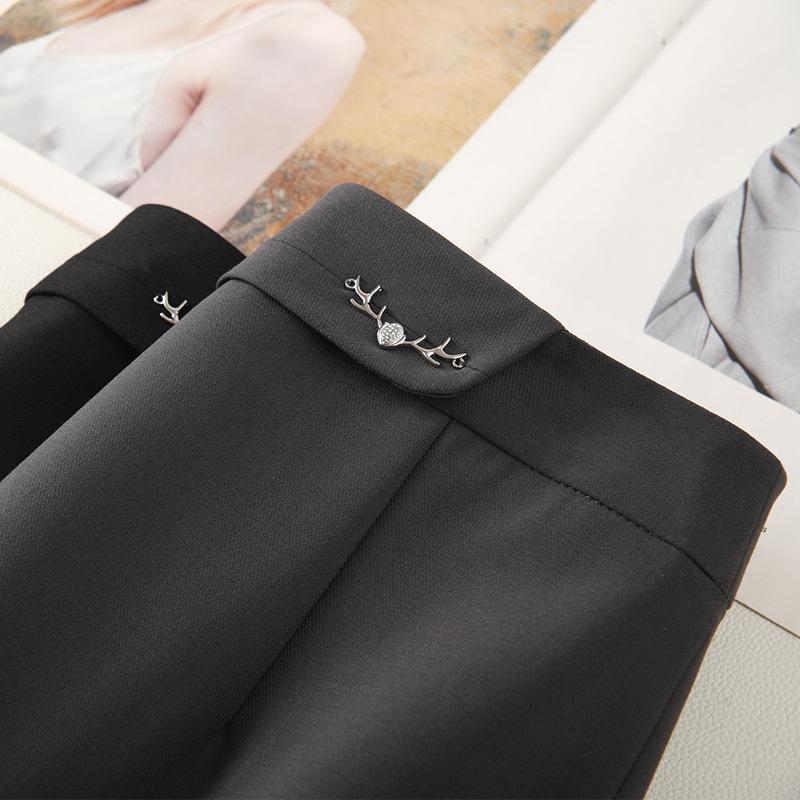 Women's Gray High-Waist Slit Bodycon Midi Skirt - 2025 Spring/Autumn Collection