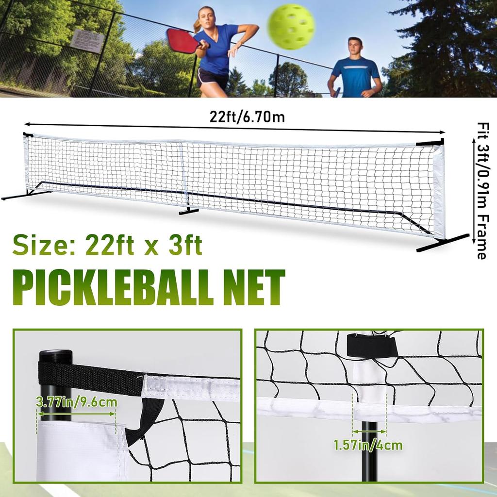 TOBWOLF 22x3ft Pickleball Replacement Net, Indoor Outdoor Pickleball Net for Most Free-Standing Pickle Ball Frame, Official Regulation Size Net for