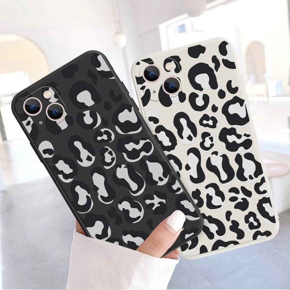 European and American leopard print mobile phone case Apple 17/16promax straight edge soft case iphone15 all-inclusive anti-drop 14p fashion