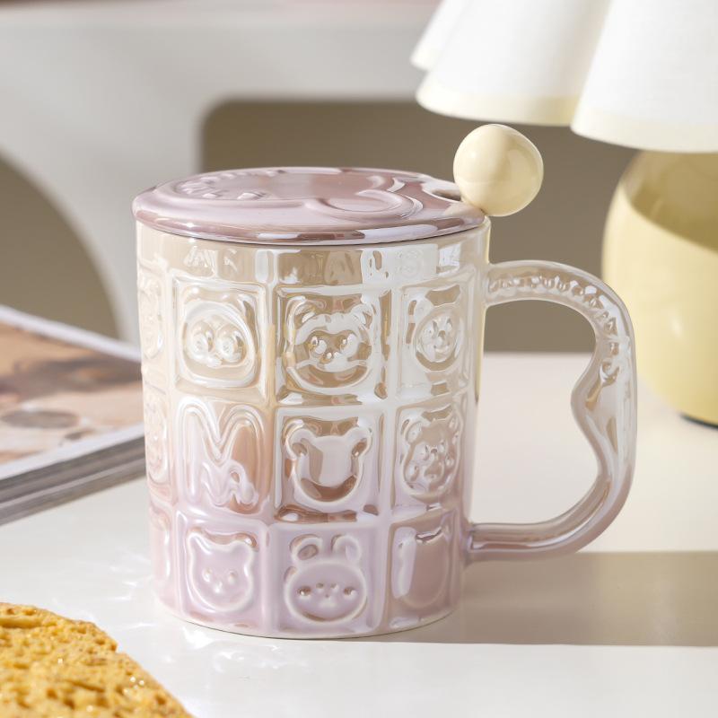Wind Ceramic Cup With Lid High Value Home Office Couple Water Cup Gift Box Gift High Sense