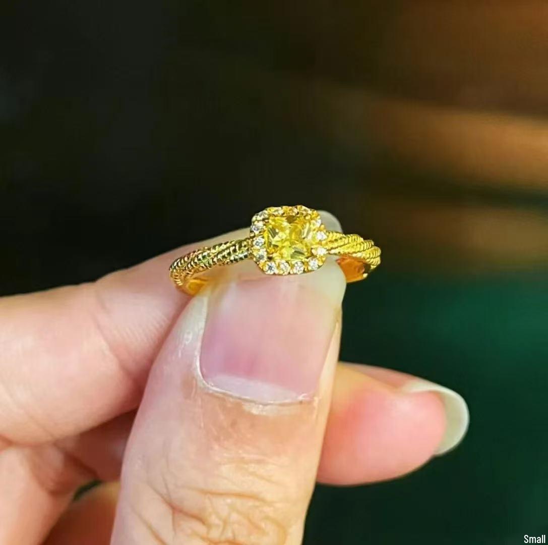 Бестселлер «Сяохуншу»: Роскошное регулируемое желтое кристаллическое кольцо с высококлассным нишевым дизайном