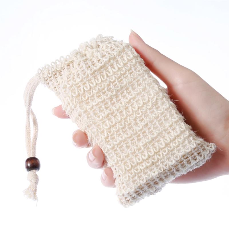 10pcs Exfoliating Soap Bag Natural Sisal Soap Saver Pouch Bag for Shower Reusable Bath Soap Bags with Drawstring Bubble
