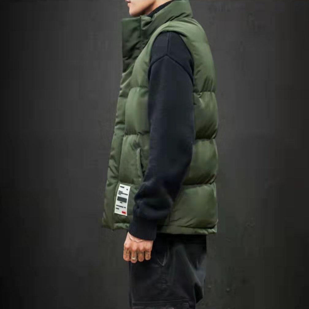 Men's Autumn and Winter Semi High Collar Cotton Vest Male Solid Color Large Size Sleeveless Zipper Cotton Coats