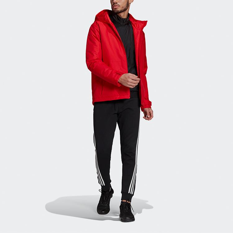 Adidas Casual Sports Windproof Cotton-Padded Hooded Jacket Men Jackets Light-Crimson GN3236