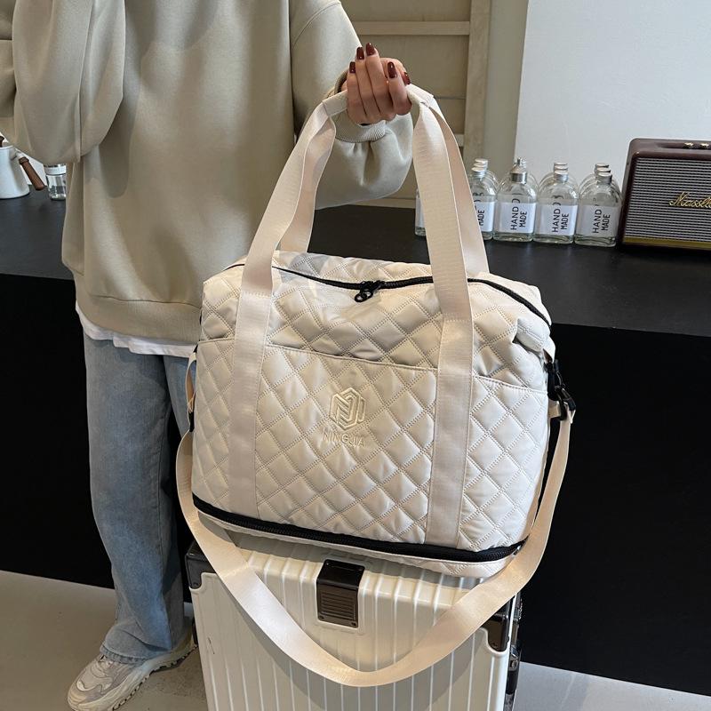 Rhombus Travel Luggage Women's Light Korean Edition Oblique Span Fitness Bag Premium Sense Large Capacity Travel Storage Bag