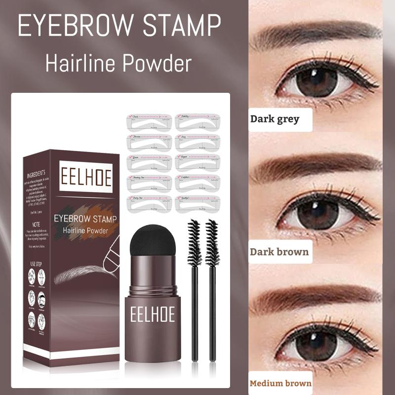 Eelhoe One-Step Augenbrauenstempel Formgebungs-Kit Professionelles Schnelles Augenbrauen Make-up Form Wasserdichter Haaransatz-Stift Augenbrauenpinsel Set