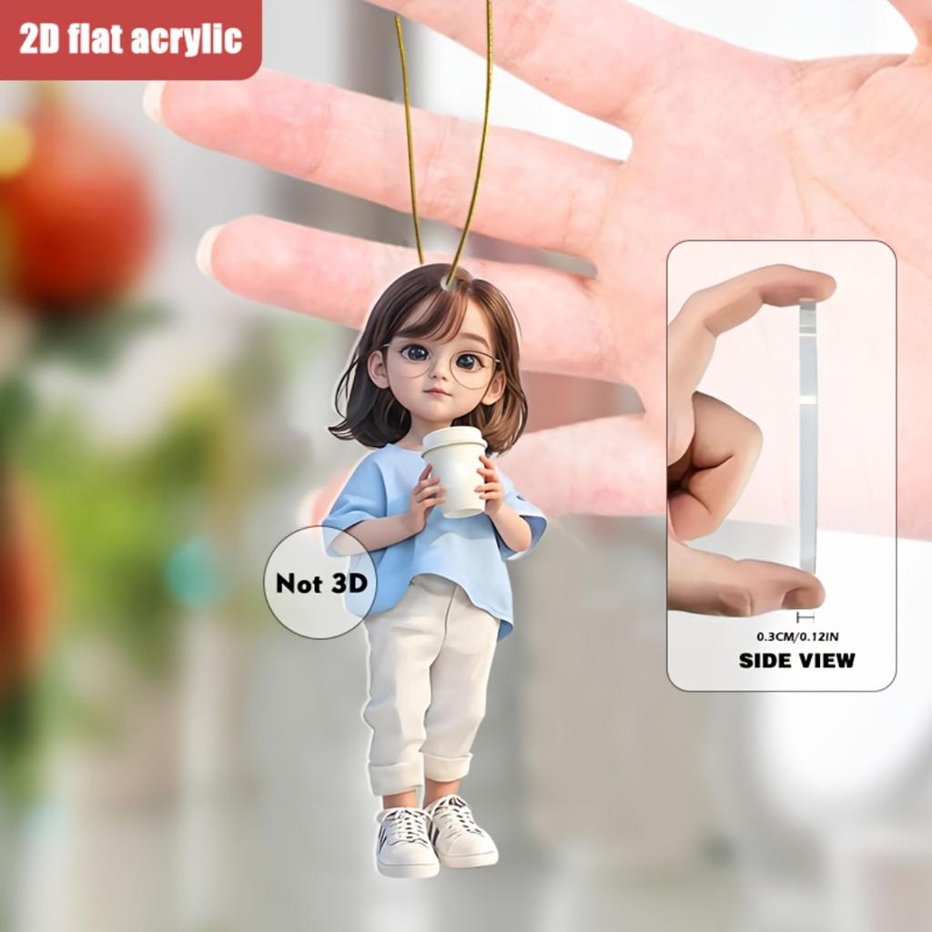 2D Colored Acrylic Boy Girl Hanging Decor, Fit for Keychain Car Backpack Home, Nice Holiday Gift for Thanksgiving Valentine Christmas