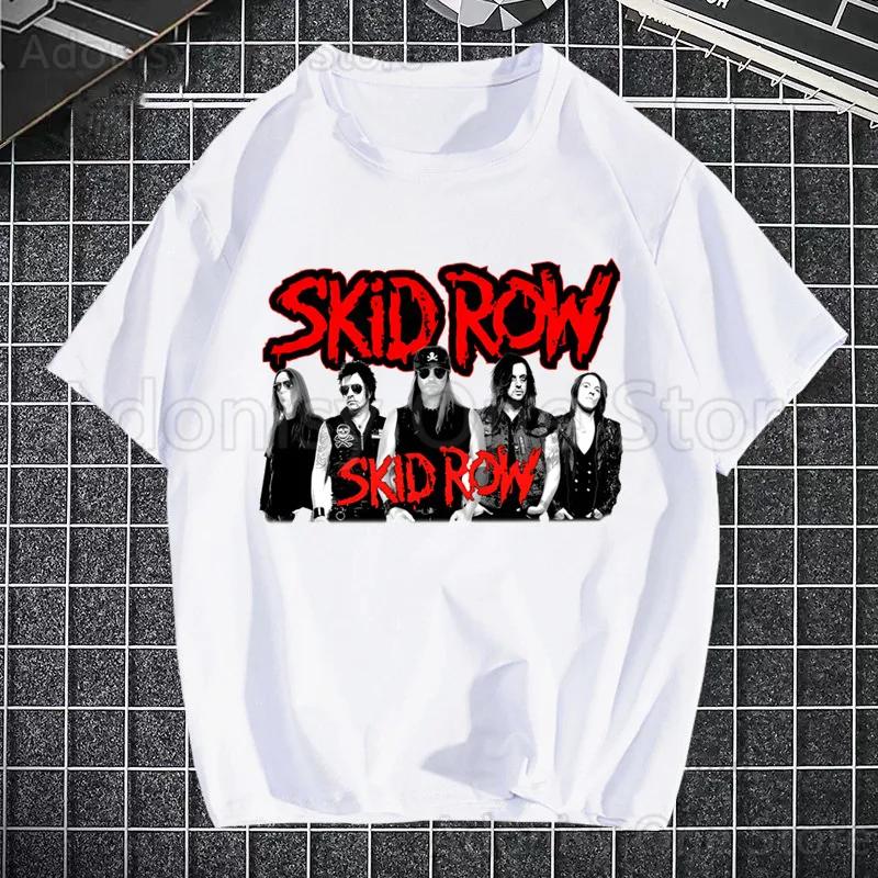 

Skid Row Printed T Shirt Men Retro Washed Tops Tees Harajuku Tshirt Streetwear Hip Hop Male T-shirts 3XL