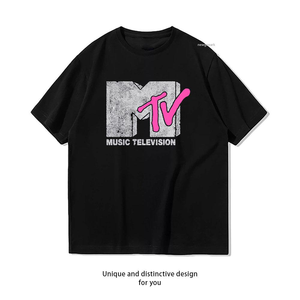 

MTV Distressed Puffy Pink Vintage MTV Classic TShirt Women Unisex Casual cotton printed t shirts streetwear tops tee Shortsleev S