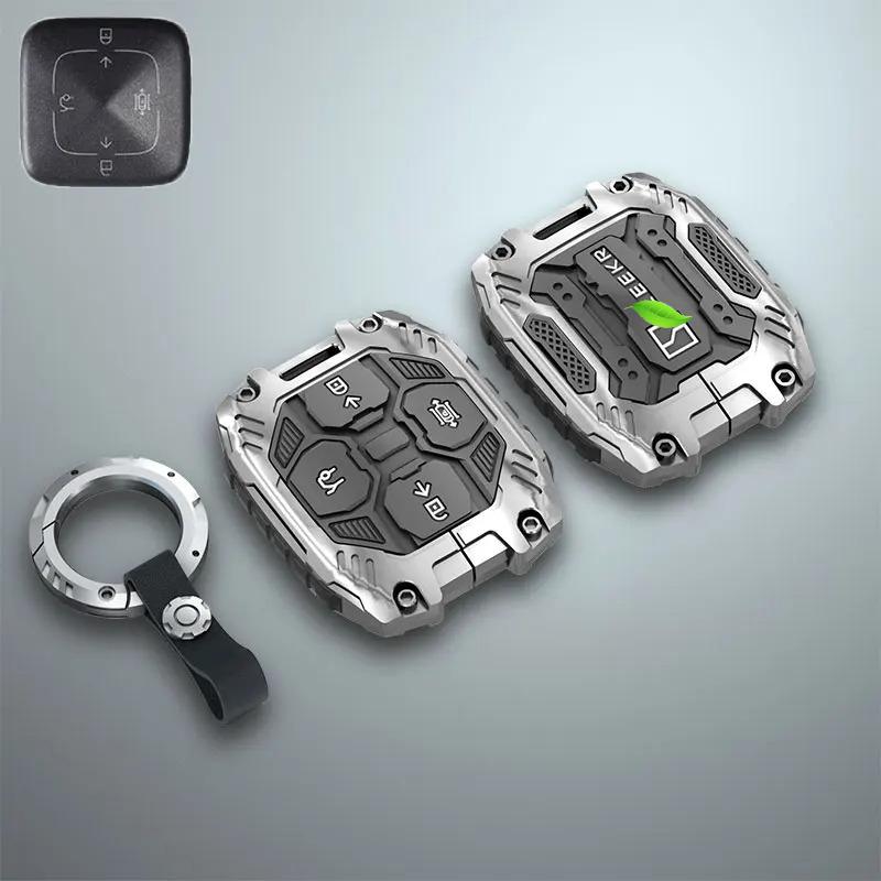 For Geely Zeekr 7X/001/X 007GT/009/MIX Keychain Leather Metal Key Holder Case Interior Key Shell Ring Car Accessories Pendant
