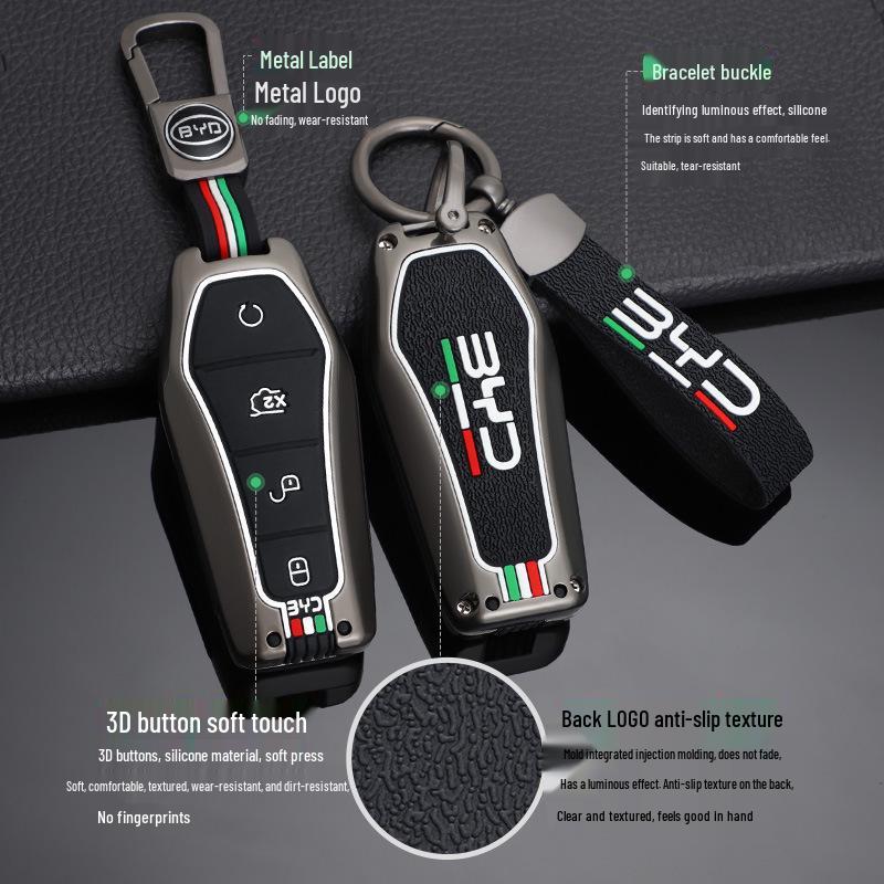 Metal Key Cover for BYD Qin Plus DM-i, Dolphin e2, Yuan, e6, and e3