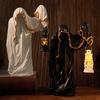 Ghost Ornament Desktop Ornament Vintage Ghost Figurine with Light-up Lantern for Halloween Decor Mysterious Resin for Indoor