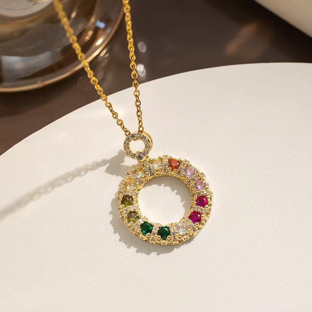 

1 exquisite multi-style gold necklace, colorful pendant chain, suitable for daily wear, office and leisure