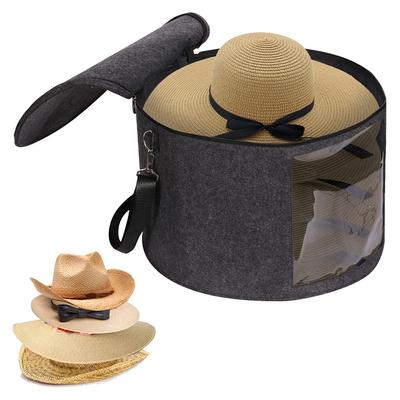 Hat Storage Box & Handle and Shoulder Strap Hat Clothes Storage Bin Foldable Hat Organizer Bag for Travel and Closet Storage