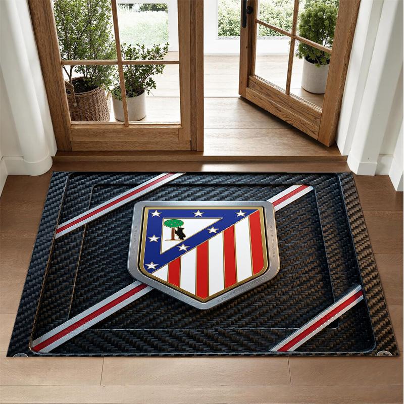 Atletico Madrid Design Crystal Velvet Rug Soft Decorative Mat for Bedroom Entrance