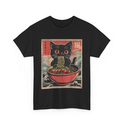 Gatto Ramen Giapponese Divertente Grafica T-shirt Kawaii Gatto Anime Regali T-Shirt