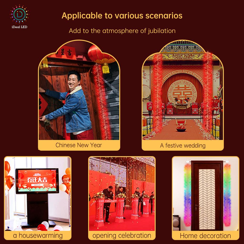 APP Control RGB Maroon LED Lights Waterproof New Year Home Decoration String Lamp DIY Picture Display Music Bluetooth Chandelier