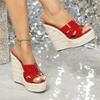 Fashion Sexy 14cm High Heel Woven Platform Sandals Women Party Shoes Model Drag Shoes Waterproof Sole