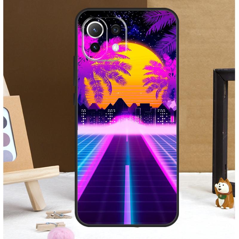 80s Retrowave Neon Palms Tree Case For Xiaomi 13T 14 Pro 11T 12T 12 13 Lite POCO X6 X3 X4 X5 F5 Pro F3 M5s M6 Pro Cover