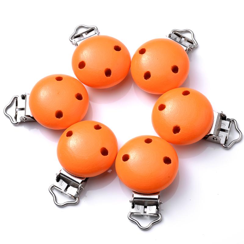 10Pcs 30mm Baby Wooden Pacifier Clips Round Wood Clip for Baby Pacifier Log Nipple Chain Holder Accessories BPA Free