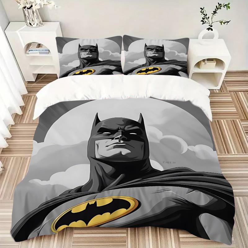 3pcs Batman Symbol Duvet Cover Set, 1 Duvet Cover + 2 Pillowcases (No Insert), High-Definition Print for All Seasons,Durable yy251103007