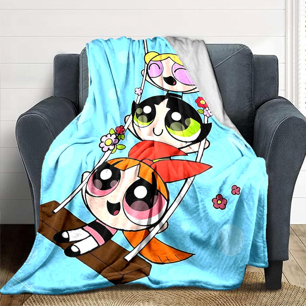 1Pc Powerpuff Girls Blanket For Couch Bed Plush Cozy Fuzzy Blanket Super Soft Warm Blankets For Fall And Winter 0918295