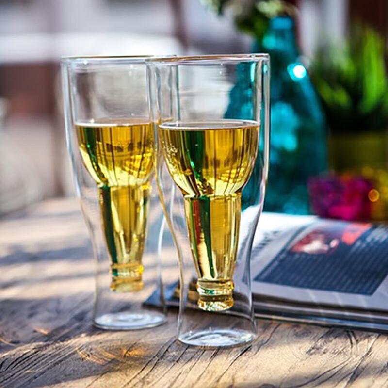 Creative Double Wall Borosilicate Beer Mugs, Set of 2