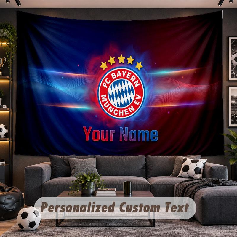 Wall Hanging Tapestry Custom NameBayern Munich Pattern Personalized Printed Fabric Wall Decor
