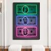 Neon Money Canvas Art Paintings Money Art Dollar Sign Print Poster Pop Street Decorative Pictures Home Office Murals Unframed