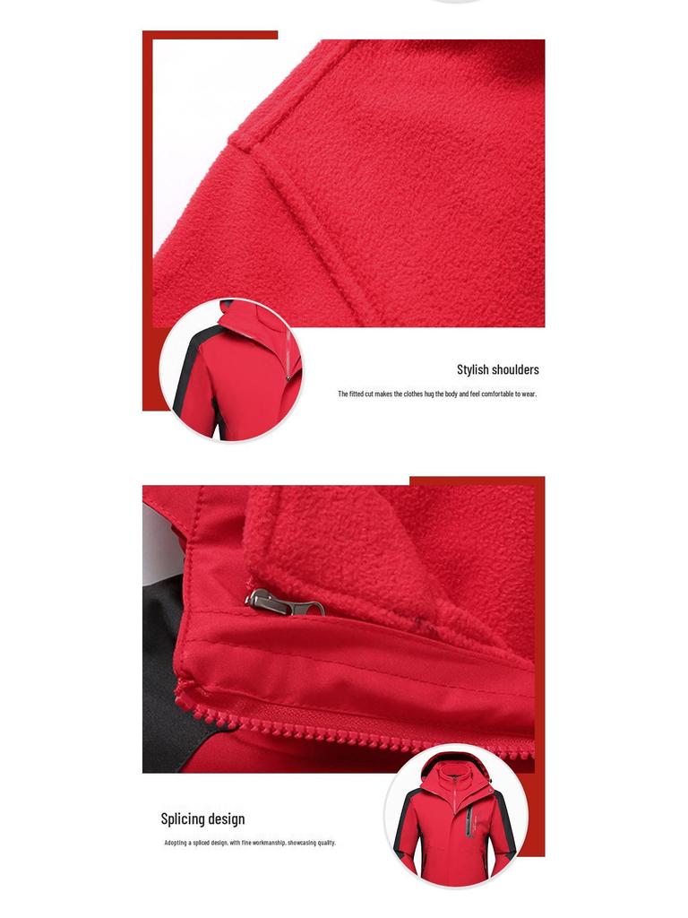Men's 3-in-1 Detachable Outdoor Jacket - Autumn/Winter Workwear with Logo and Embroidery.