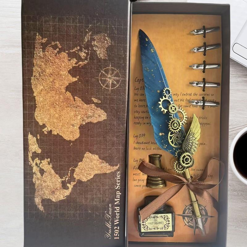 Vintage Mechanical Punk Wind Quill Set Gothic Replacement Nib Dipped In Ink Pen