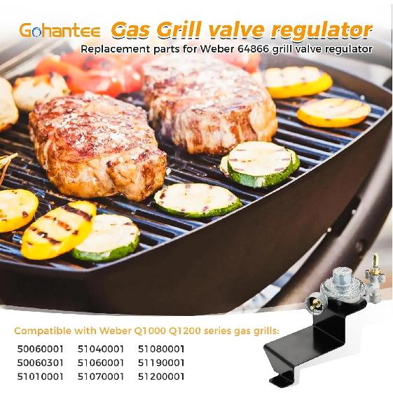 Replacement 64866 Gas Grill Control Valve Regulator Assembly for Weber Q1000 Q1200 Series 50060001 51210001 50060301 51060001