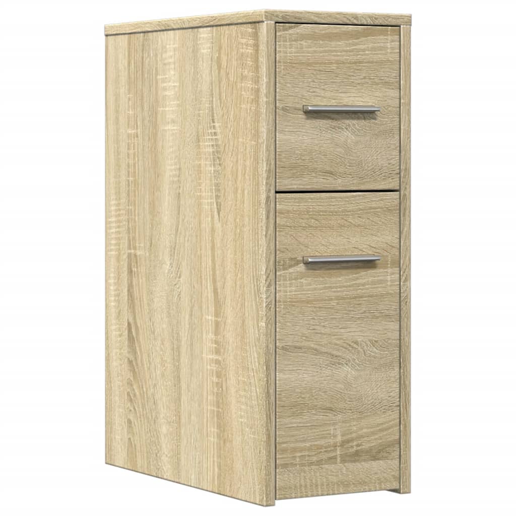 Narrow Bathroom Cabinet with Casters Sonoma Oak Wood Based Material