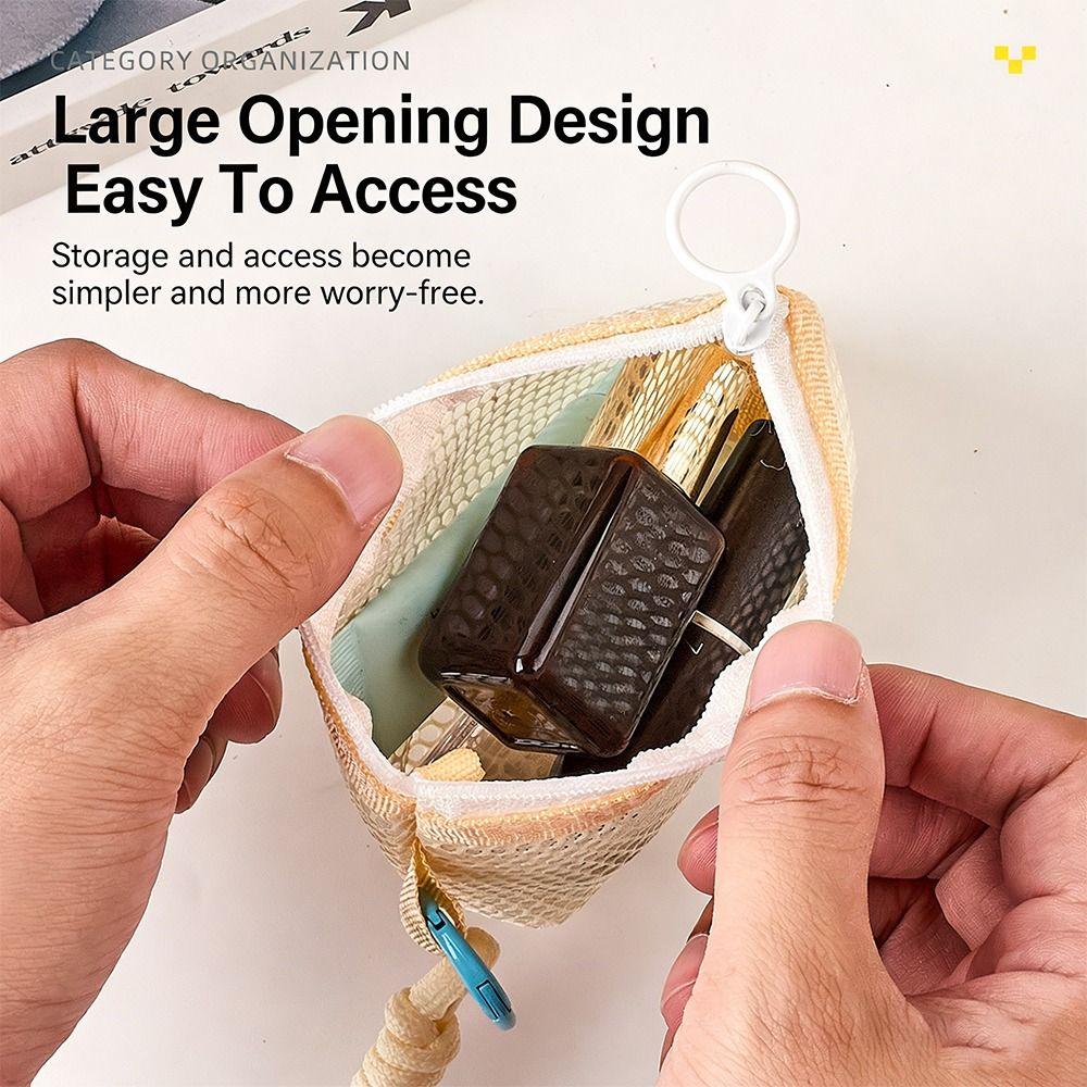 New Dopamine Color Mesh Storage Bag Toiletry Candy Color Coin Purse Handheld Zipper Closure Travel Storage Pouch Travel Storage