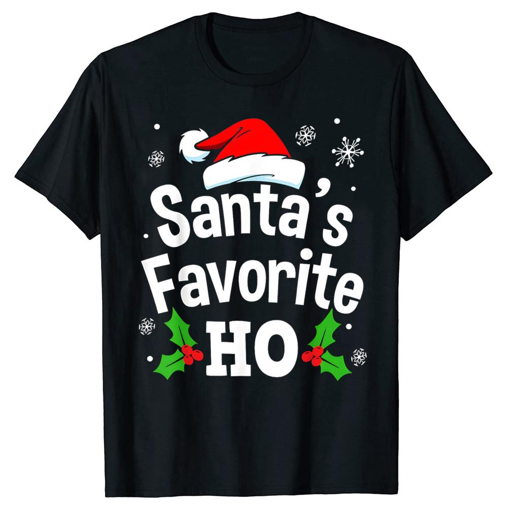 

Christmas Santa s Favorite Ho Naughty 100% Cotton T-shirts Men Fashion Print Loose Oversized Streetwear Hip Hop Unisex T Shir... S разноцветный