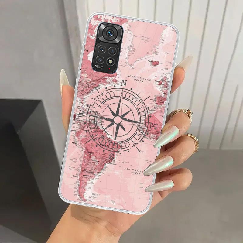 World Map Travel Plans Phone Case for Xiaomi Redmi Note 14 13 12S 12 11S 11 Pro Plus 11T 11E 10S 9 9S Soft Funda Print Shell Not