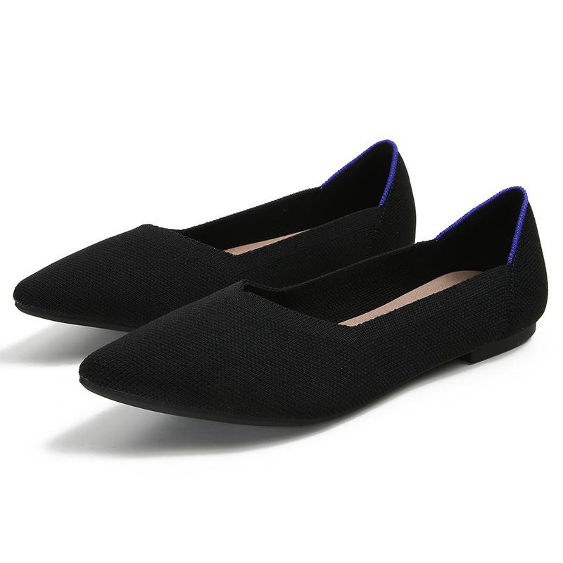 Temperament Fan Fei Weben Farbe Flache Schuhe Strickschuhe Gestrickte spitze Bootsschuhe Doudou-Schuhe