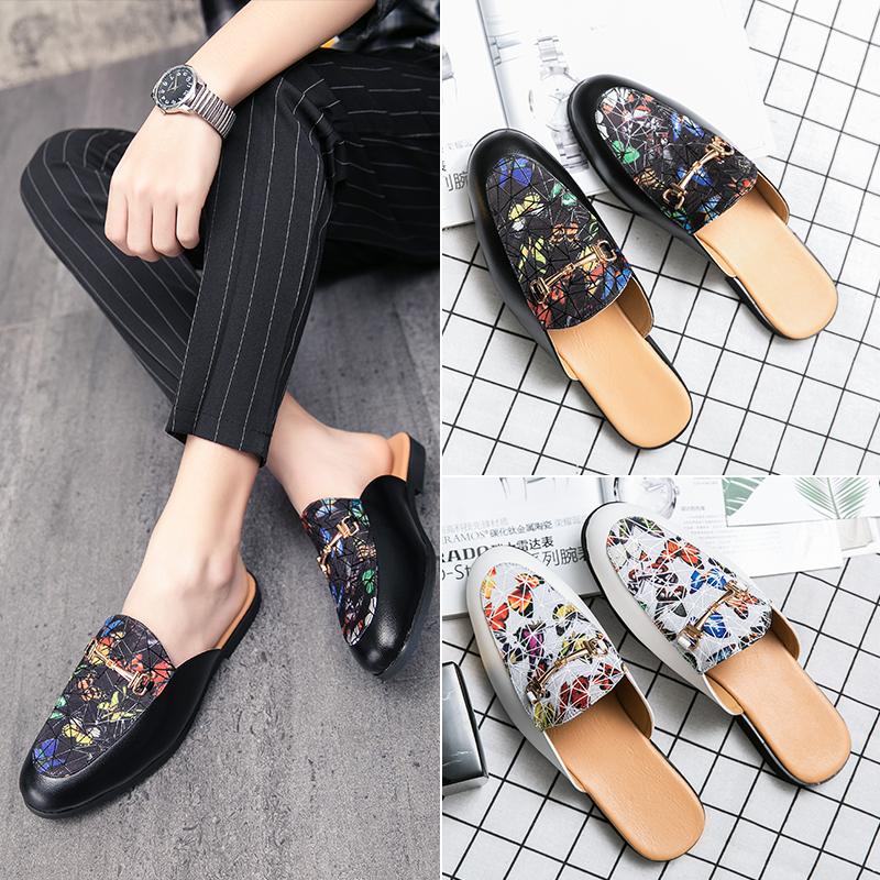 Mules Men Semi-Drag Casual Shoes Backless Dress Shoes Loafers Slippers 2025 Summer Half Shoes for Men Party Flats Male Slides