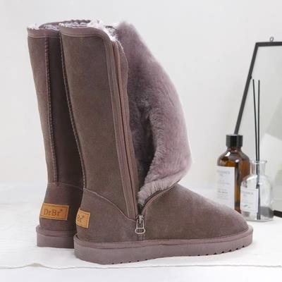 Lange Schneestiefel Damen hoher Schaft mit Innenreißverschluss aufgeschichtet und verdickt Winter Winter Schnee Baumwolle